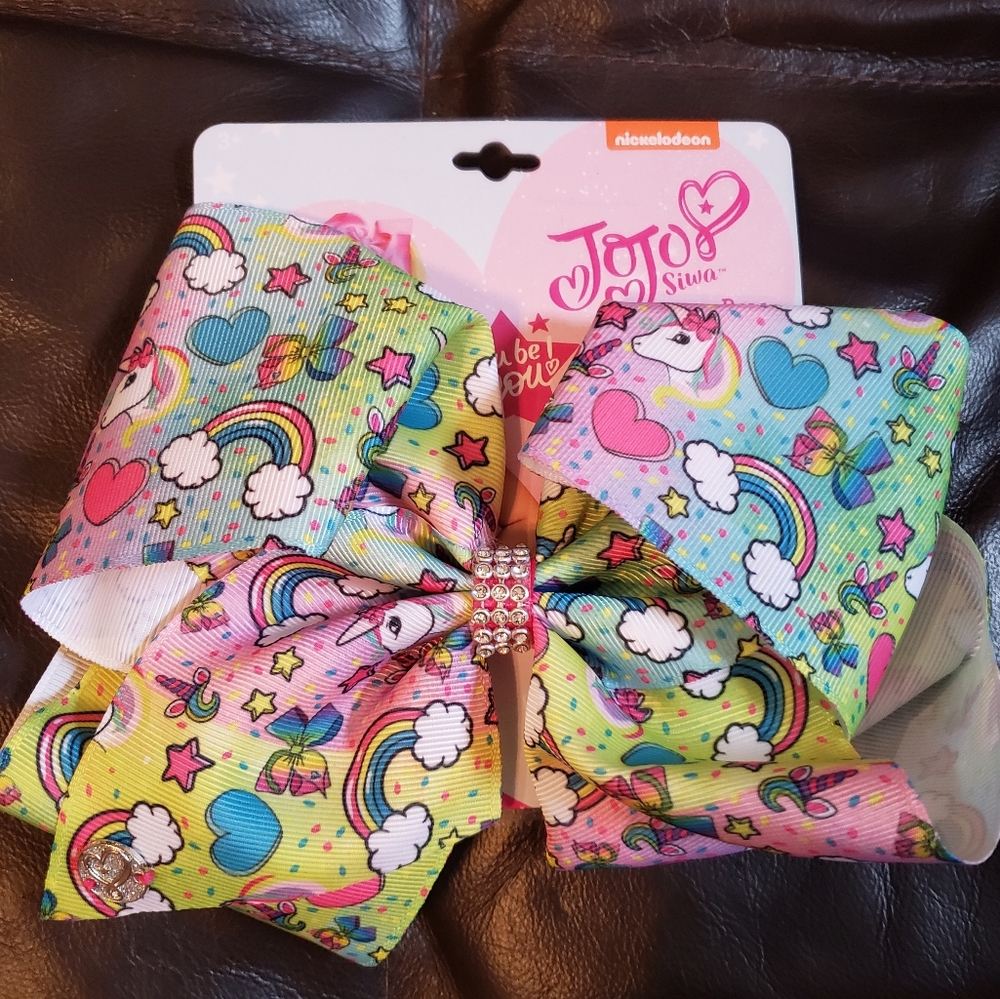 JoJo Siwa Large Cheer Hair Bow (Green Unicorns & R